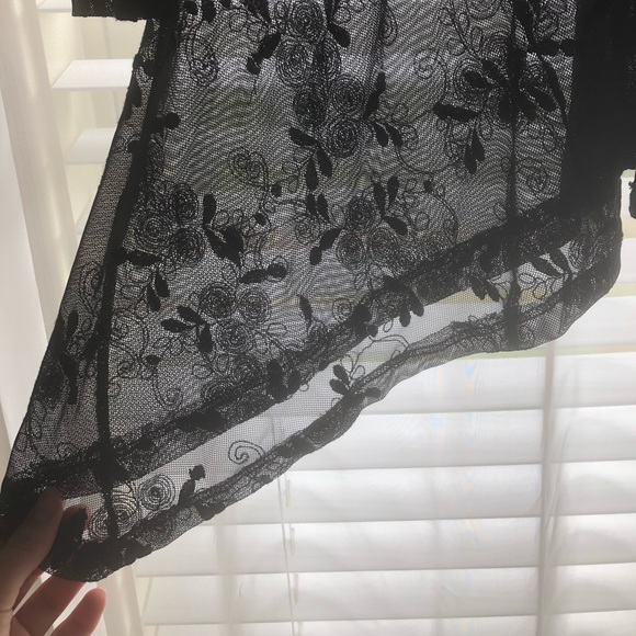 Sheer / Mesh Embroidered Black Floral Dress - Picture 7 of 8